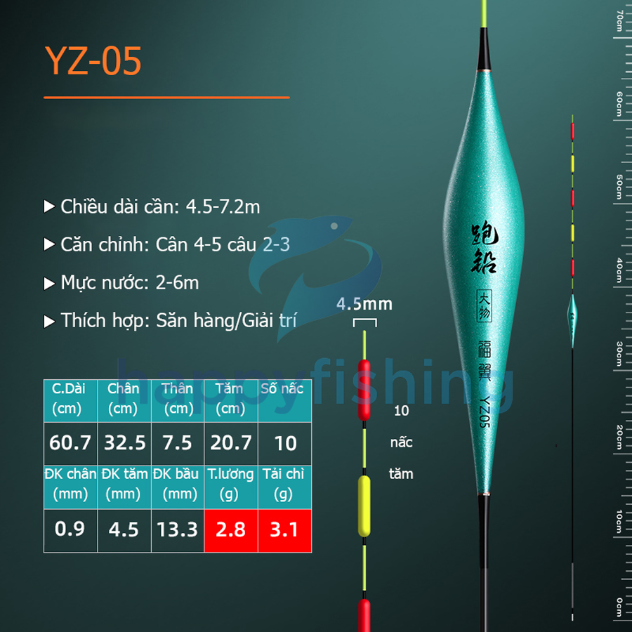 Phao Hố Đấu Săn Hàng, Phao Hố Đấu Tự Cân Chì, Phao Câu Trắm Đen FUYI