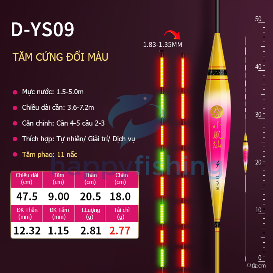 Phao Câu Đài Ngày Và Đêm Tăm Cứng Đổi Màu Thế Hệ Mới
