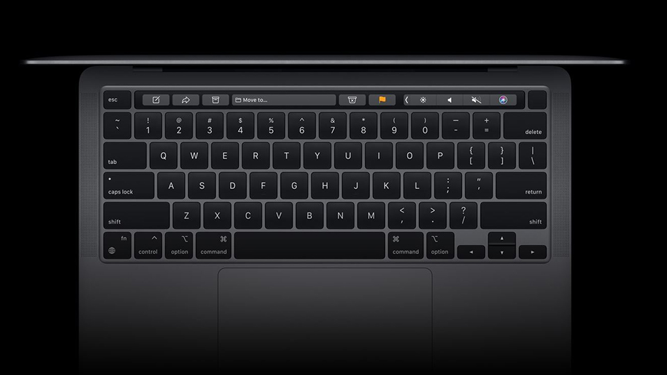 MacBook Pro 2020, bàn phím Magic Keyboard mới với cơ chế cắt kéo tinh chỉnh mang lại trải nghiệm gõ phím nhanh, nhạy và yên tĩnh. Ngoài ra bạn còn nhận được sự hỗ trợ của thanh cảm ứng Touch Bar, luôn hiểu bạn cần gì và thêm vào những thao tác làm việc nhanh chóng ở đúng nơi bạn cần.