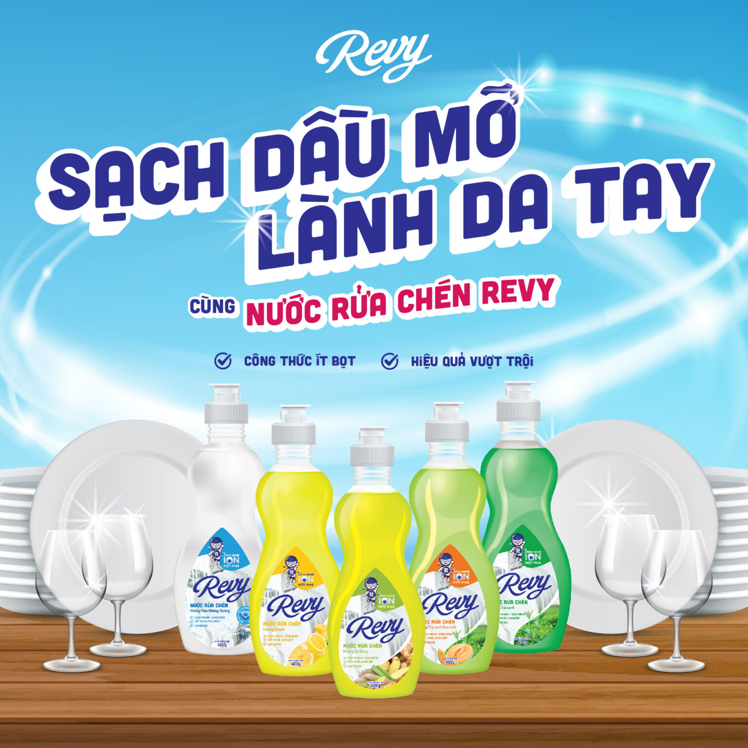 Nước rửa chén bảo vệ da tay – Công thức ION đột phá, sạch khuẩn 99,9%