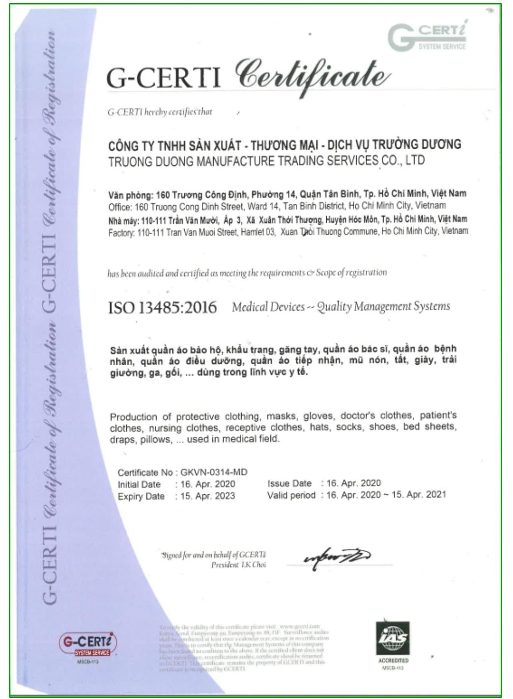 Chứng nhận ISO 13485:2016