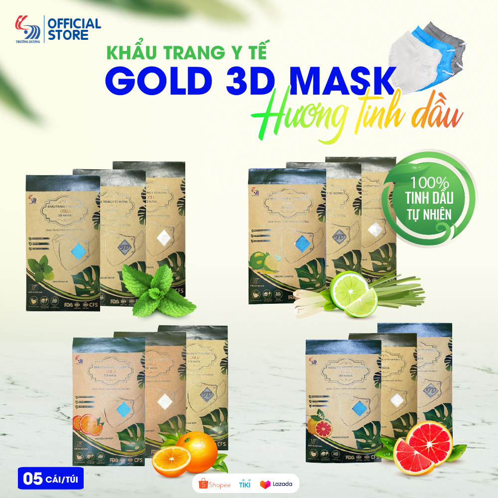 Khẩu trang y tế hương tinh dầu Gold 3D mask