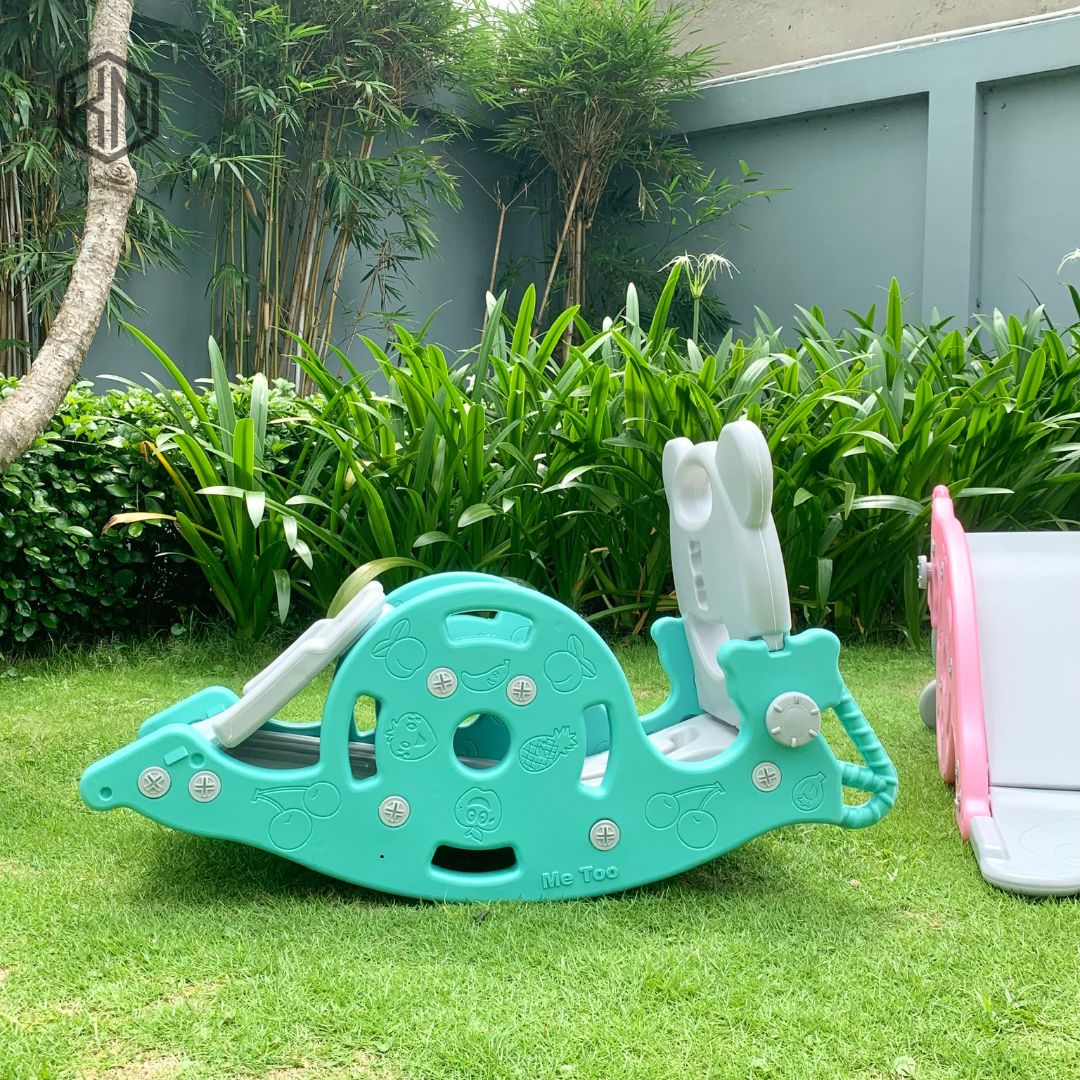 Cầu trượt bập bênh hình gấu 3in1 thiết kế đa năng