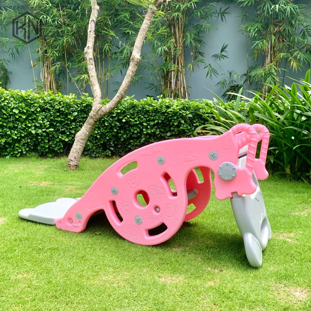 Cầu trượt bập bênh hình gấu 3in1 thiết kế đa năng