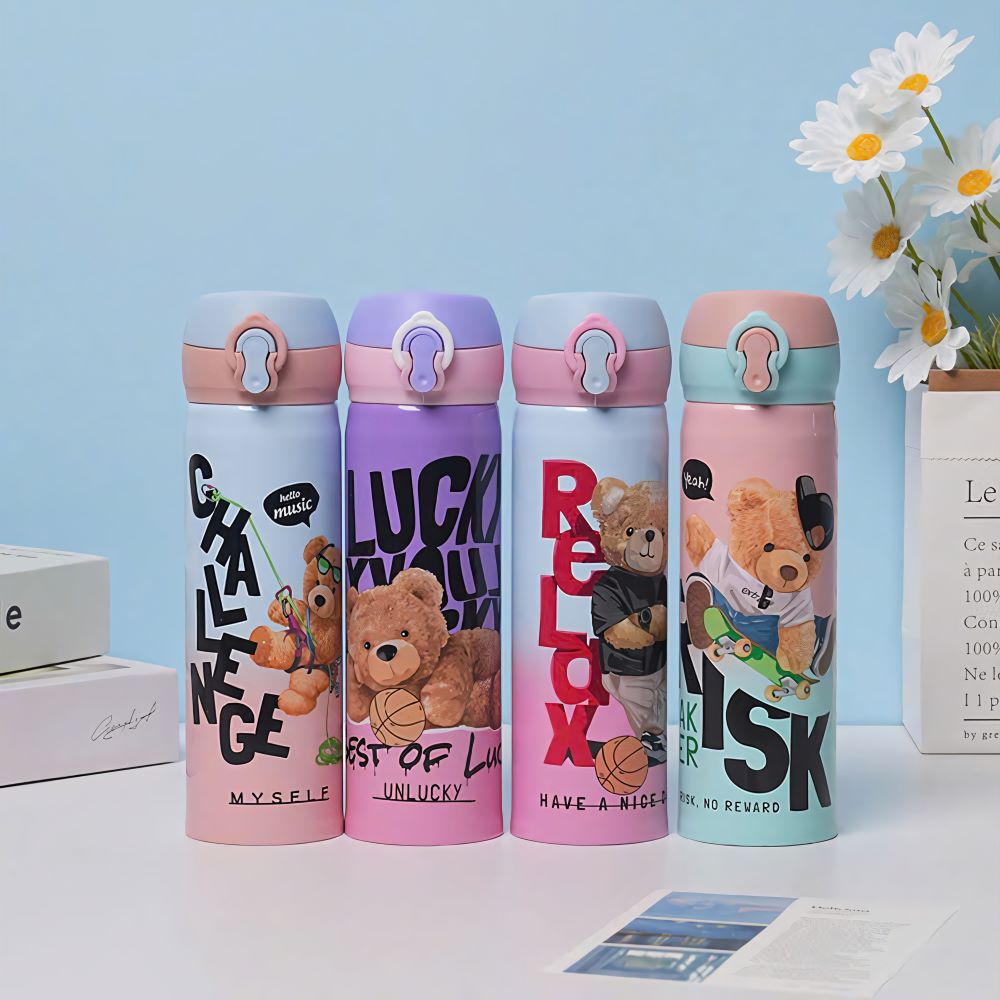 Bình giữ nhiệt Gấu phi hành gia nắp bật 500ml cao cấp