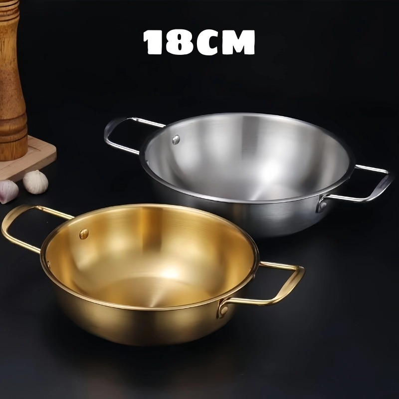 Chảo inox mạ vàng size 18cm có quai cao cấp