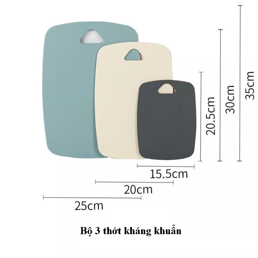 Bộ 3 thớt kháng khuẩn chống trơn trượt Hàng Việt
