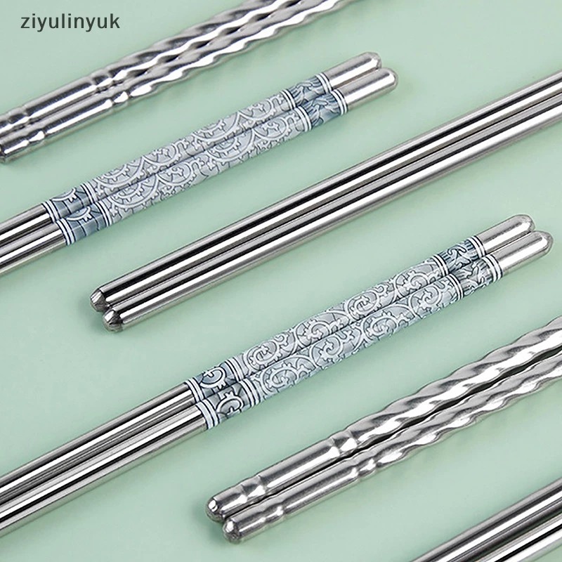 Bộ 5 đôi đũa inox xoắn chống trượt cao cấp 