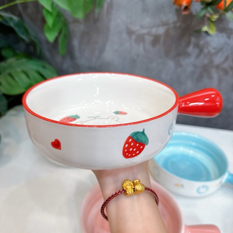 Bát Sứ Tròn Họa Tiết Hoạt Hình Có Tay Cầm Size 16cm 