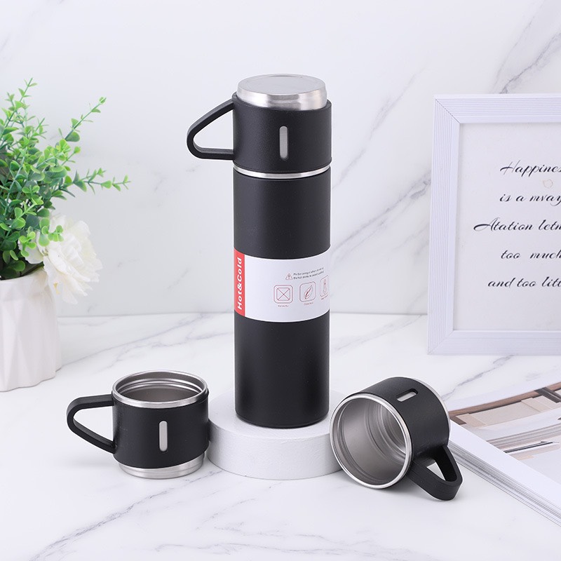 Bộ bình giữ nhiệt Vacuum 500ml tặng kèm 2 cốc uống nước