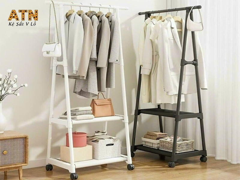 Kệ treo quần áo chữ A có bánh xe