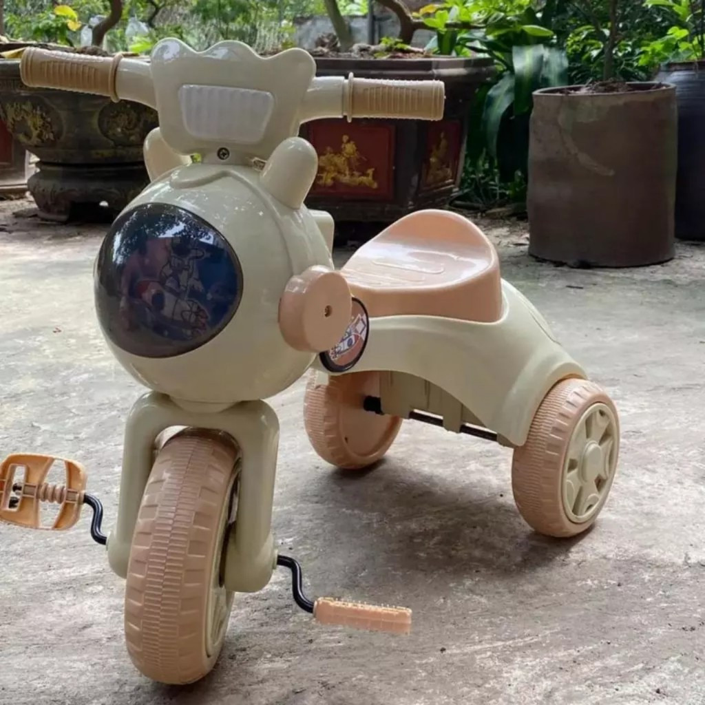 Xe đạp 3 bánh gấp gọn phi hành gia cho bé có đèn nhạc và cốp