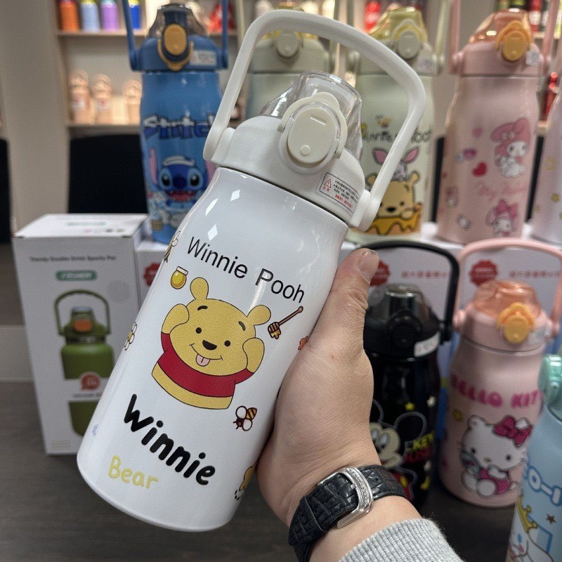 Bình giữ nhiệt inox DÁNG BẦU hoạt hình 1000ml siêu xinh 