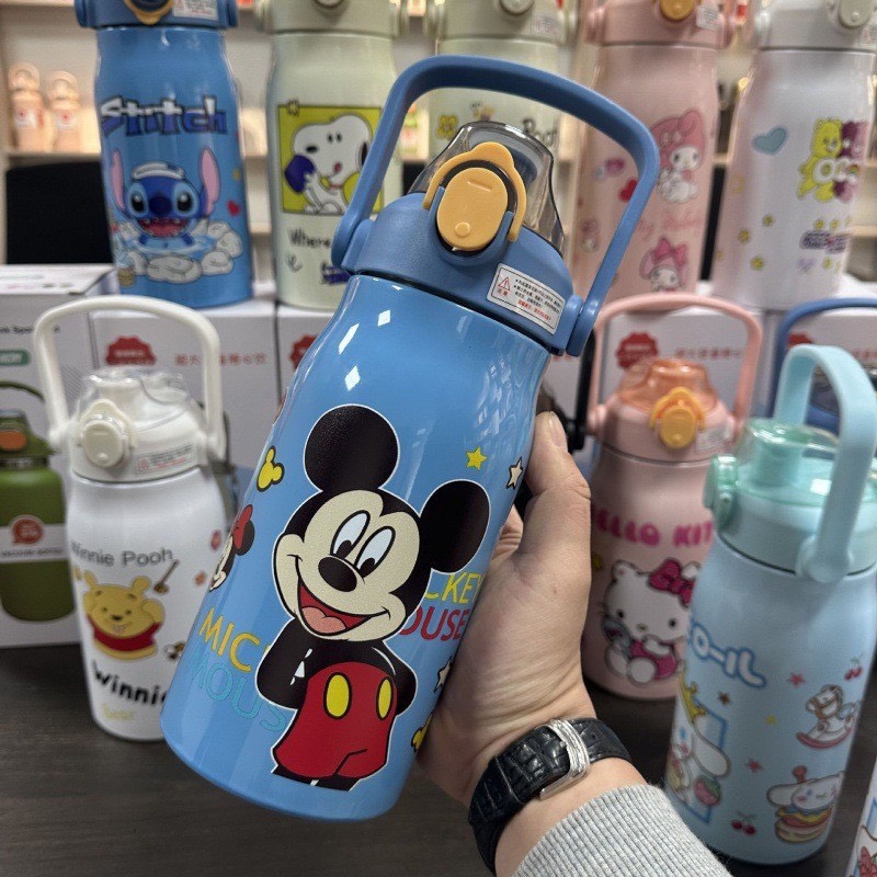 Bình giữ nhiệt inox DÁNG BẦU hoạt hình 1000ml siêu xinh 