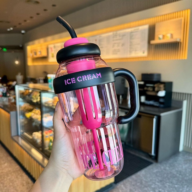 Cốc nhựa ICE CREAM có tay cầm xinh xắn 1400ml