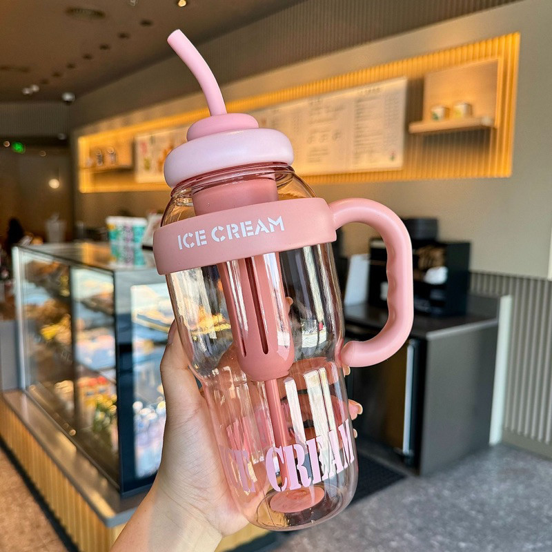 Cốc nhựa ICE CREAM có tay cầm xinh xắn 1400ml