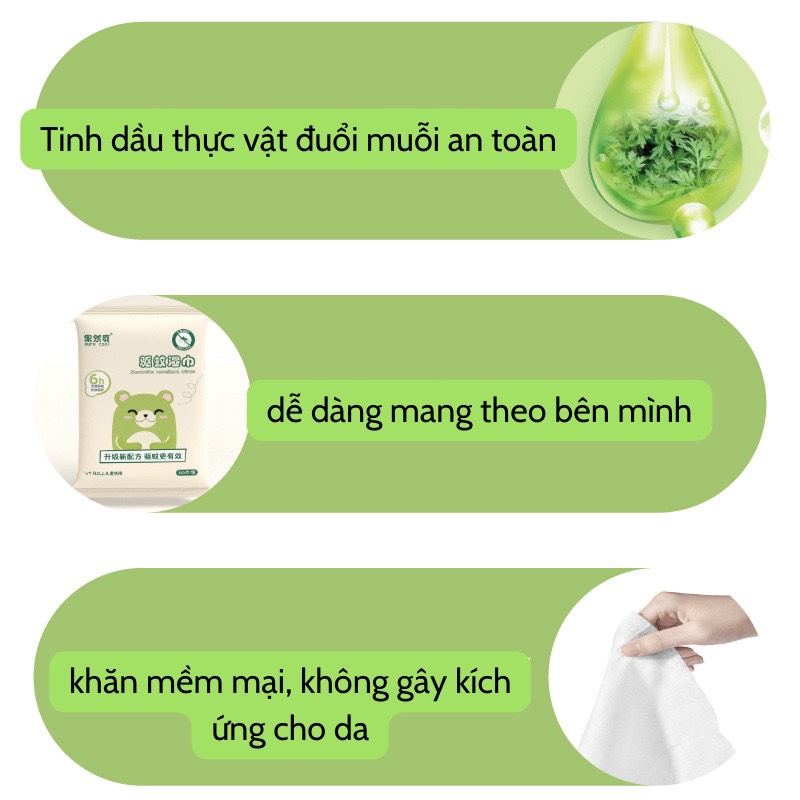 Khăn ướt lau chống muỗi đốt chiết xuất tinh dầu thực vật 
