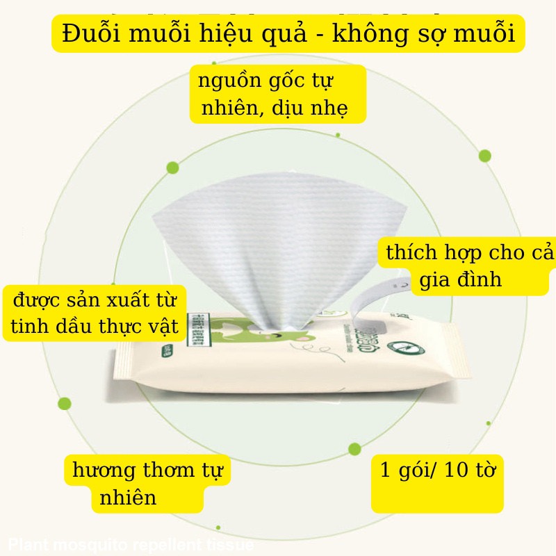 Khăn ướt lau chống muỗi đốt chiết xuất tinh dầu thực vật 