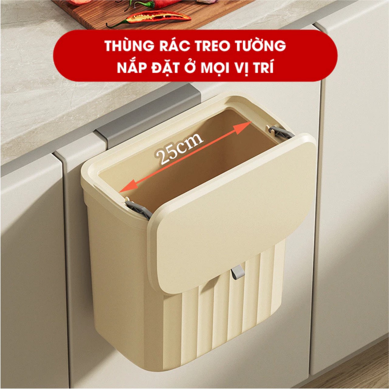 Thùng rác treo tường nắp trượt thông minh 12L 