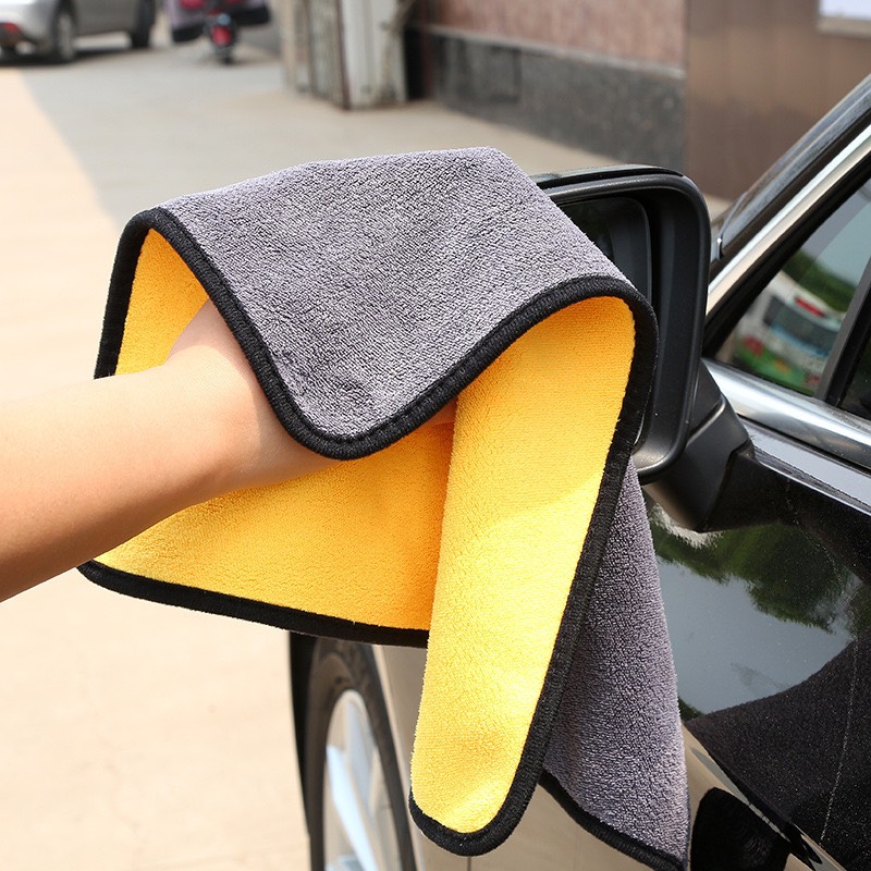 Set 10 khăn lau xe ô tô siêu thấm 2 mặt MÀU VÀNG