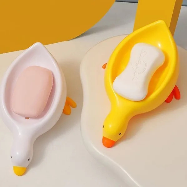 Khay đựng xà phòng hình vịt màu vàng trắng