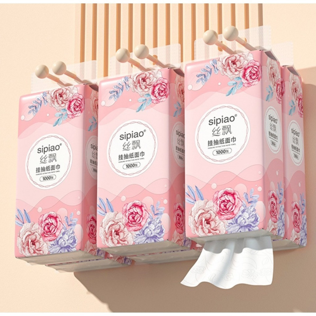 Thùng 10 bịch giấy rút treo tường SIPIAO HOA HỒNG siêu tiện lợi 