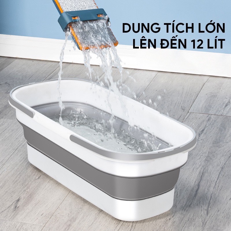 Xô đựng nước gấp gọn silicon HÌNH CHỮ NHẬT tiện dụng