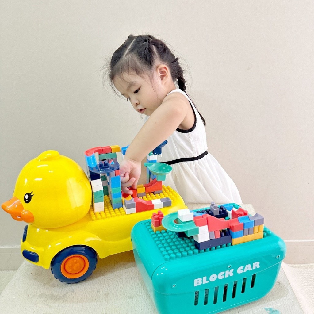 Bộ đồ chơi xe ô tô máy xúc chở 124 chi tiết lắp ráp 2in1 