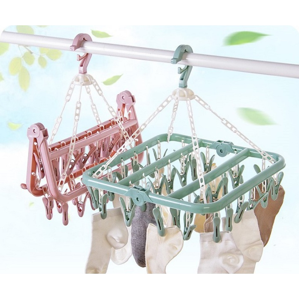 Giá Móc 32 Kẹp Treo Phơi Quần Áo Gấp Gọn