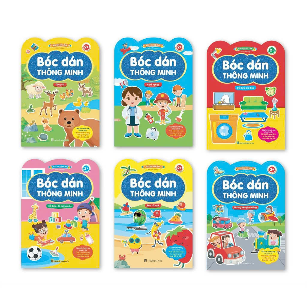 Set 6 cuốn sách bóc dán thông minh Song ngữ Việt Anh cho bé