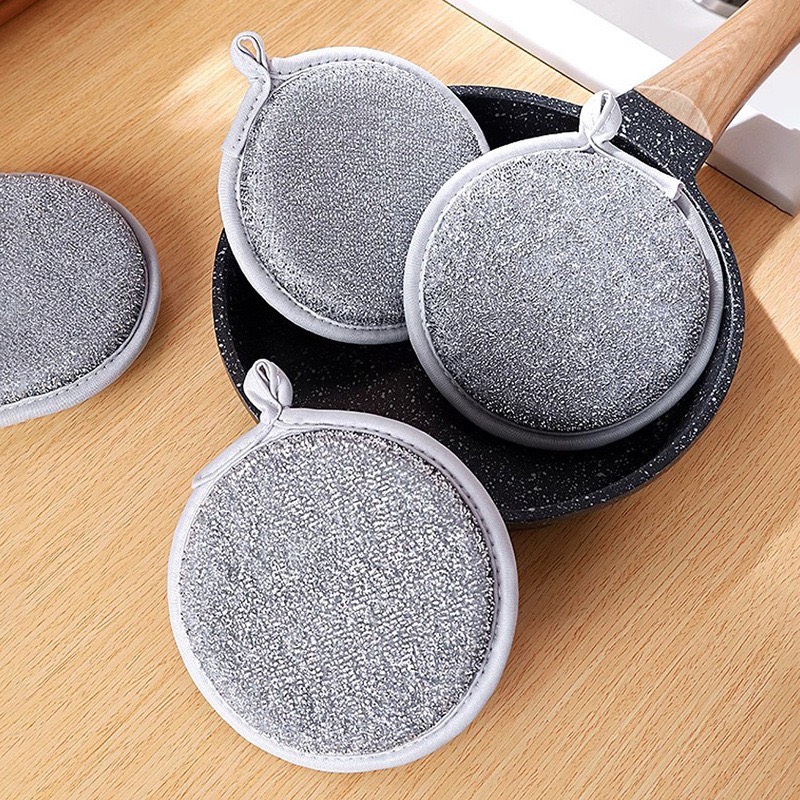 Set 5 miếng bọt biển tròn rửa chén cọ nồi 2 mặt đa năng 