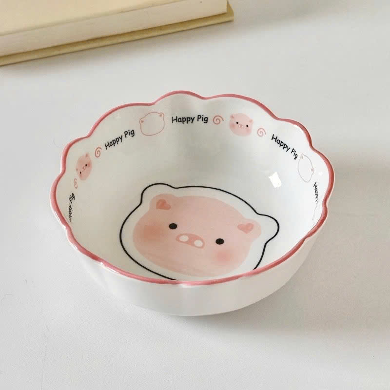 Bát sứ ăn dặm hình con lợn hồng cute 