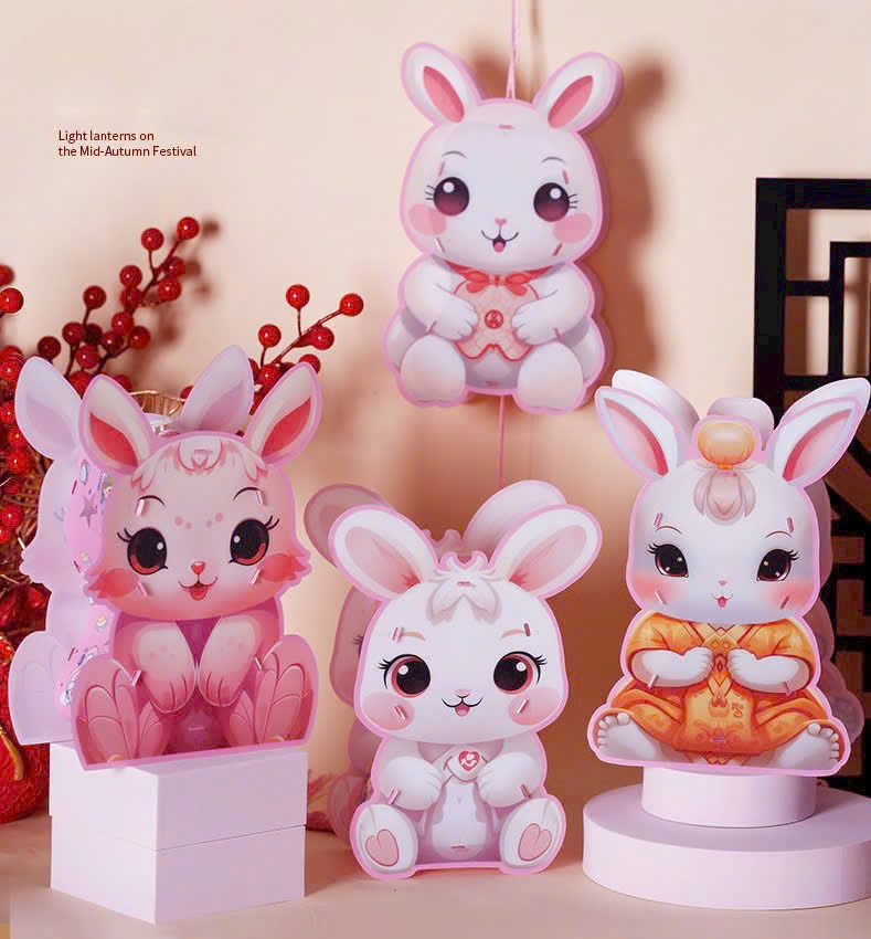 Đèn lồng trung thu thỏ hồng dễ thương