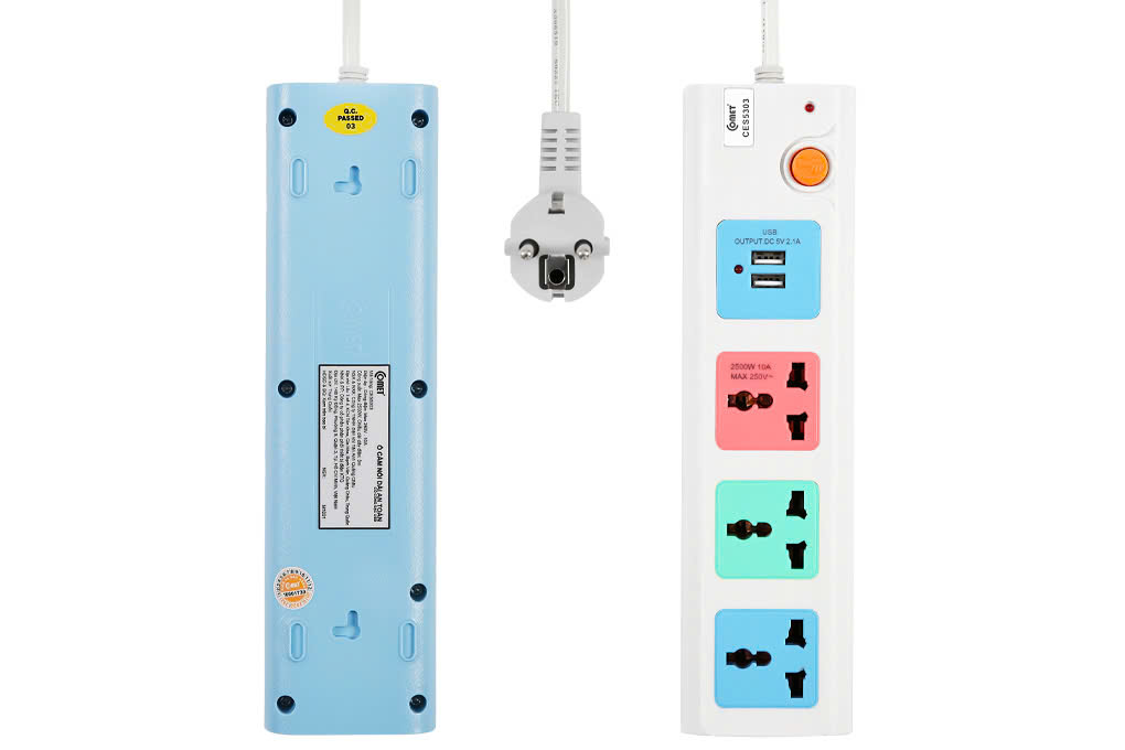 Ổ cắm điện nối dài an toàn hiệu Comet 3 ổ cắm, 2 cổng usb - CES5303 3M 