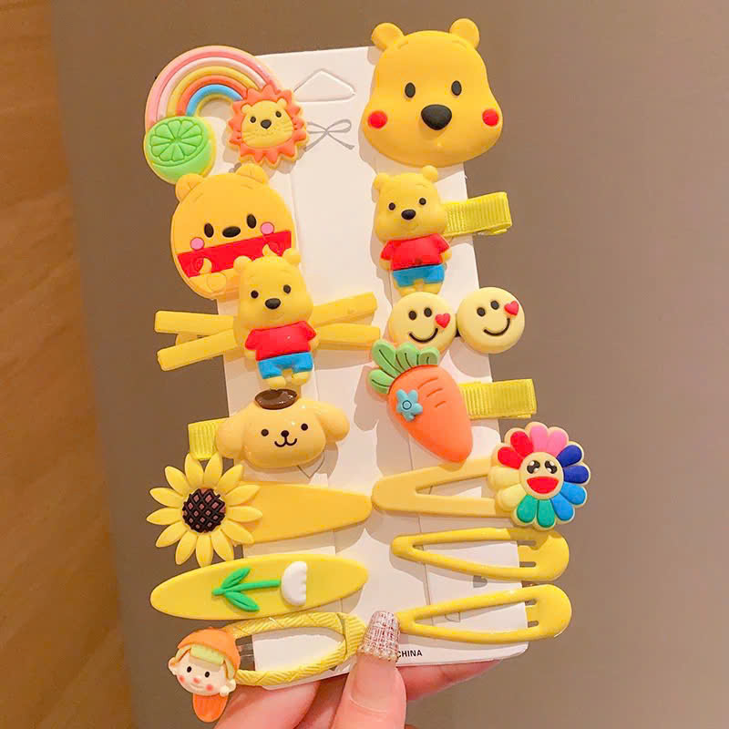 Set 14 kẹp tóc dễ thương hoạ tiết hoạt hình cho bé