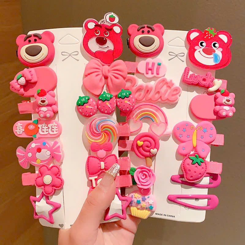 Set 14 kẹp tóc dễ thương hoạ tiết hoạt hình cho bé