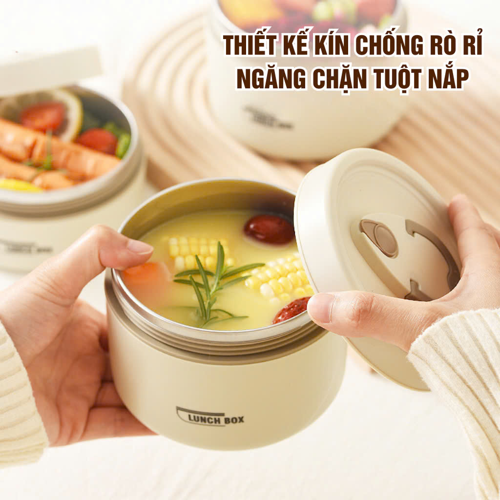 Hộp cơm inox Lucky giữ nhiệt văn phòng 4 tầng chống gỉ cao cấp
