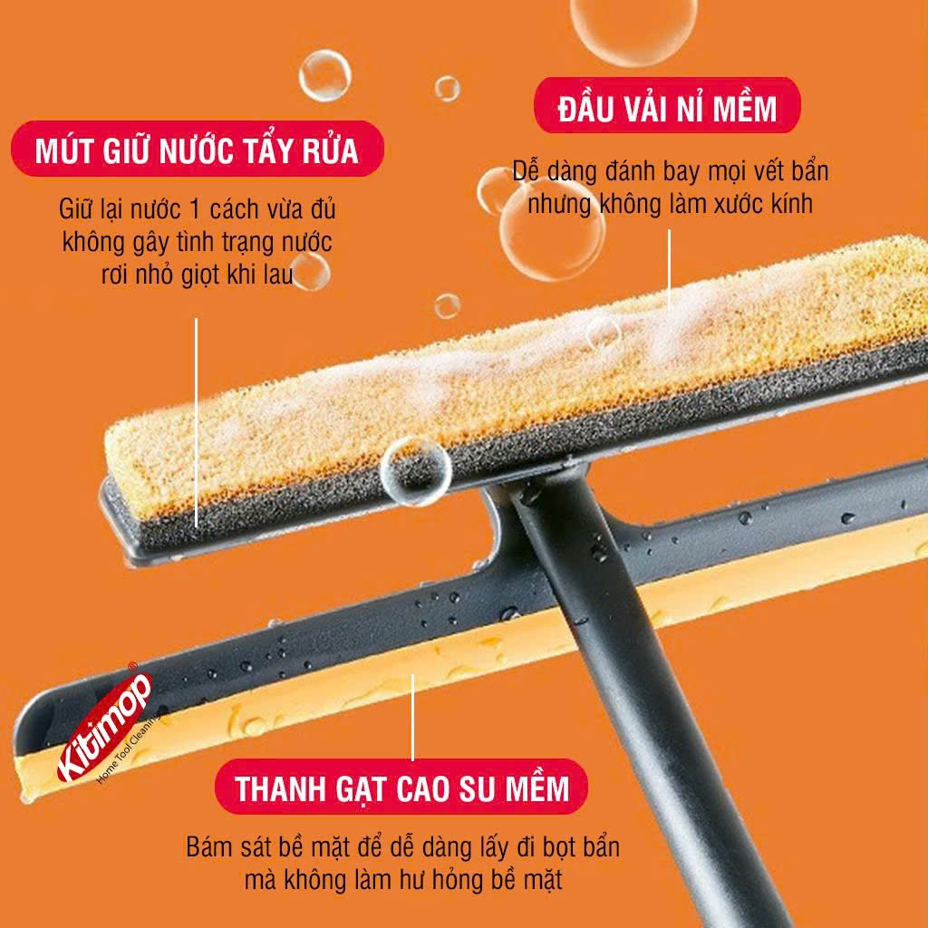 Cây lau kính đa năng 3in1 kèm gạt nước silicon tiện lợi
