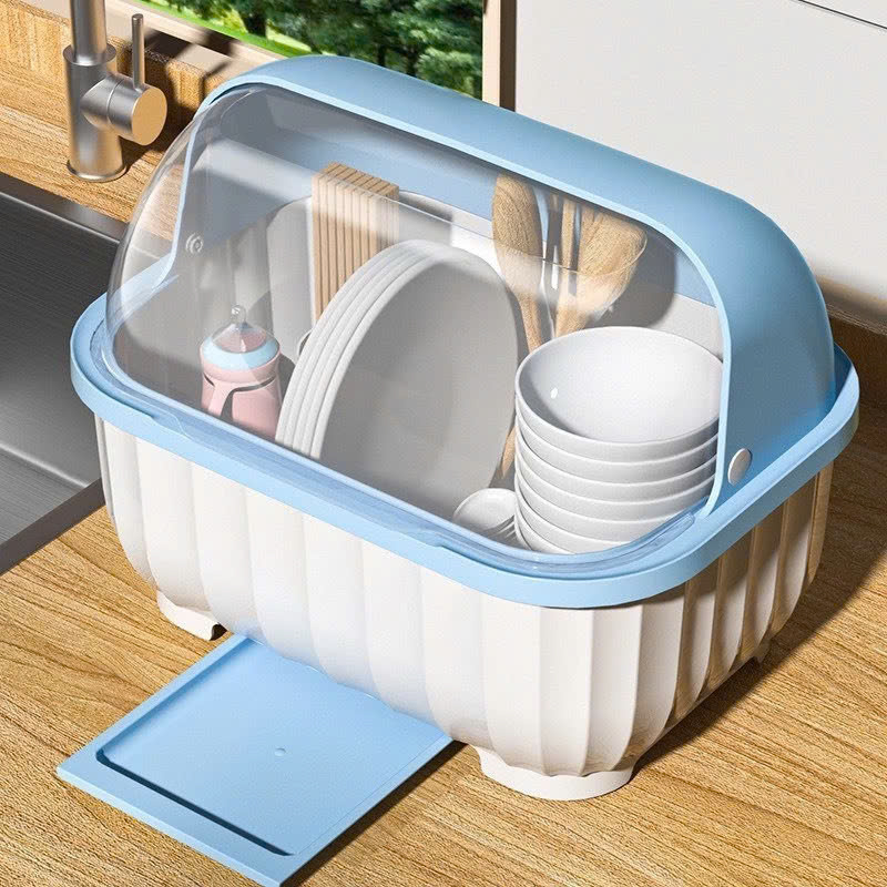 Hộp đựng bát đĩa có nắp đậy có ngăn thoát nước chống côn trùng ẩm mốc 