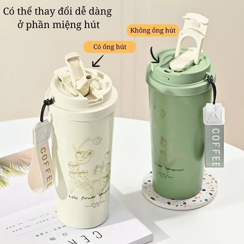 Bình giữ nhiệt coffee thời trang Flower cup 550ml