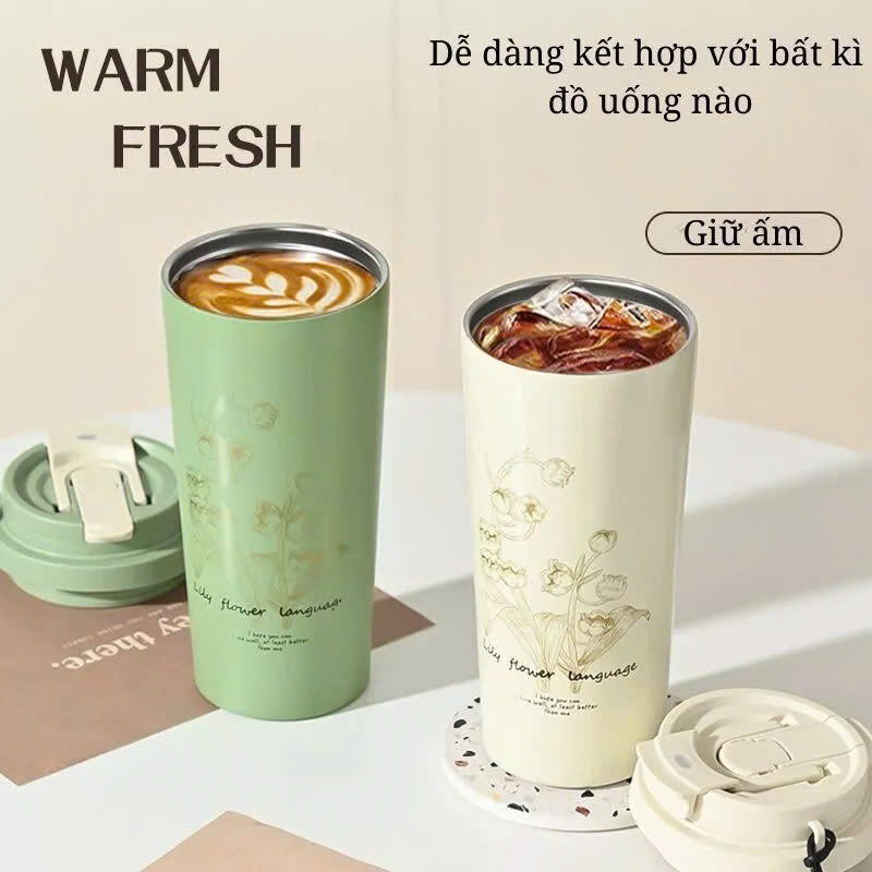 Bình giữ nhiệt coffee thời trang Flower cup 550ml