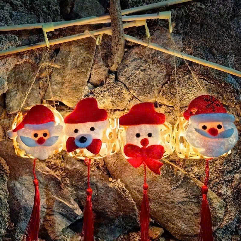 Lồng đèn Noel bằng tre mini có đèn LED phát sáng 