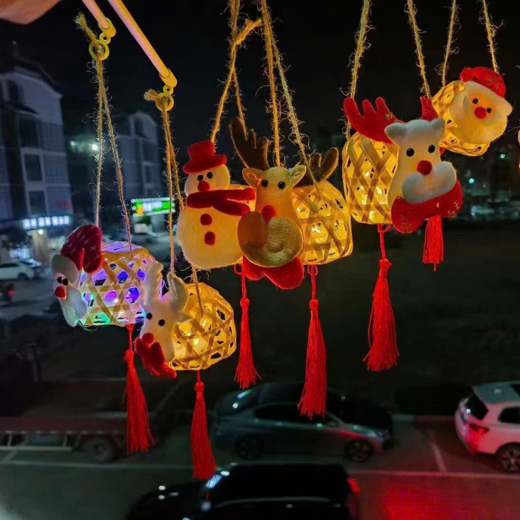 Lồng đèn Noel bằng tre mini có đèn LED phát sáng 