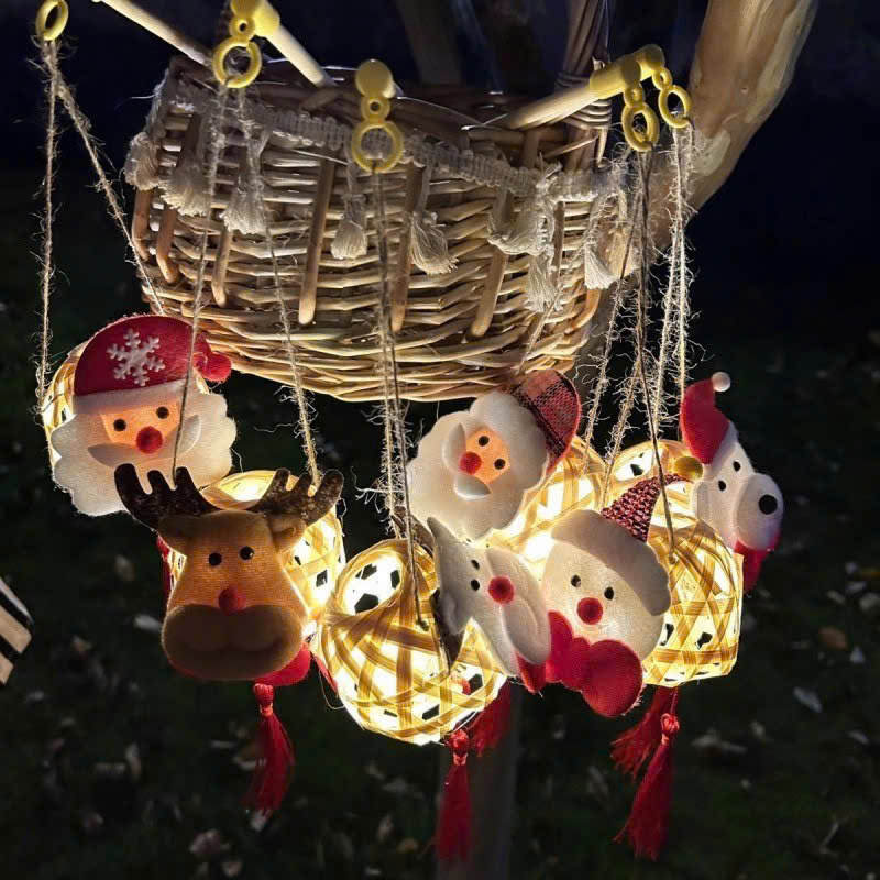 Lồng đèn Noel bằng tre mini có đèn LED phát sáng 