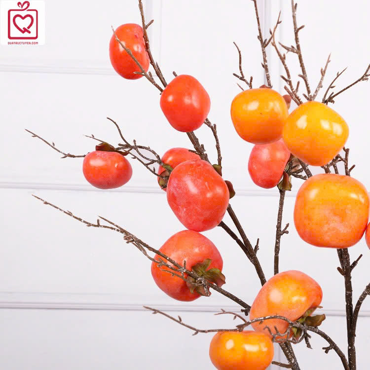 Cành hồng giả trang trí decor nhà cửa Tết 