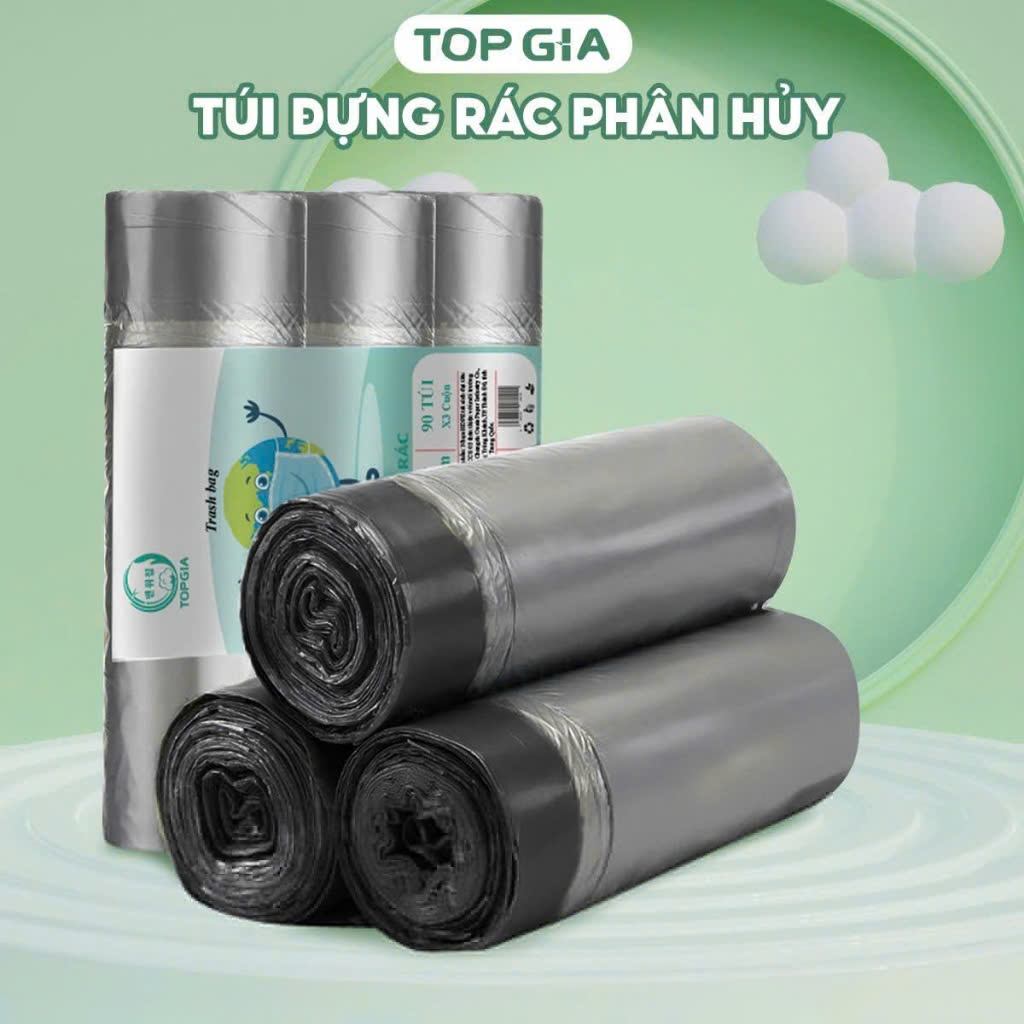 Combo 3 cuộn túi đựng rác Top Gia PP tự huỷ sinh học