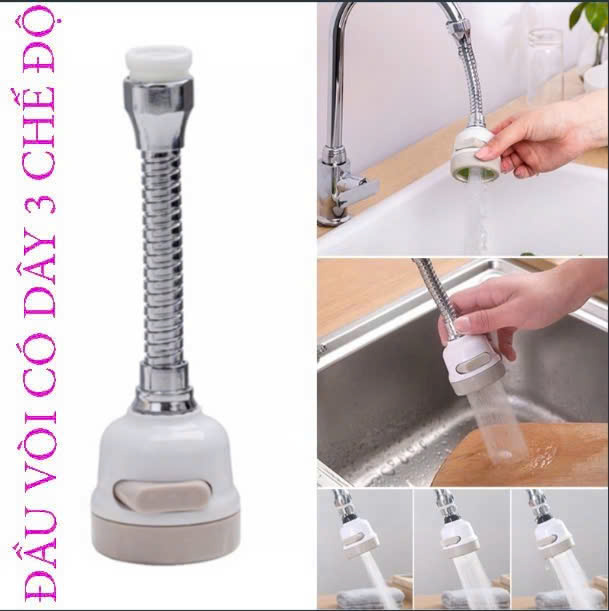 Đầu vòi tăng áp Nối Vòi 3 chế độ xoay 360 tiện dụng