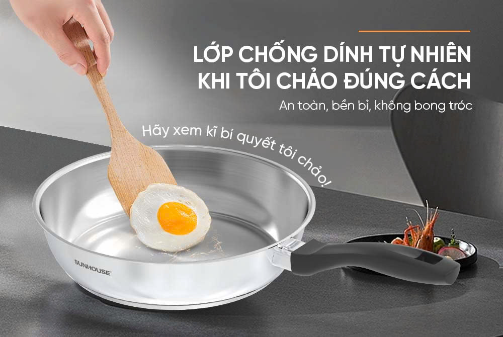 Chảo inox Impact Sunhouse ECO IN24M3 