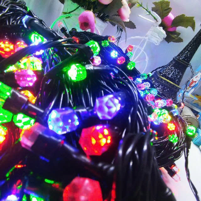 Dây đèn Led decor có bóng đèn hình lục giác nhiều màu 35M