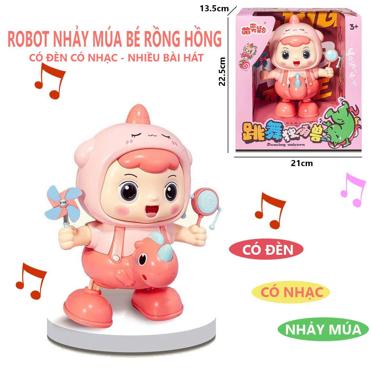 Đồ chơi âm nhạc em bé rồng nhảy múa phát sáng dễ thương 